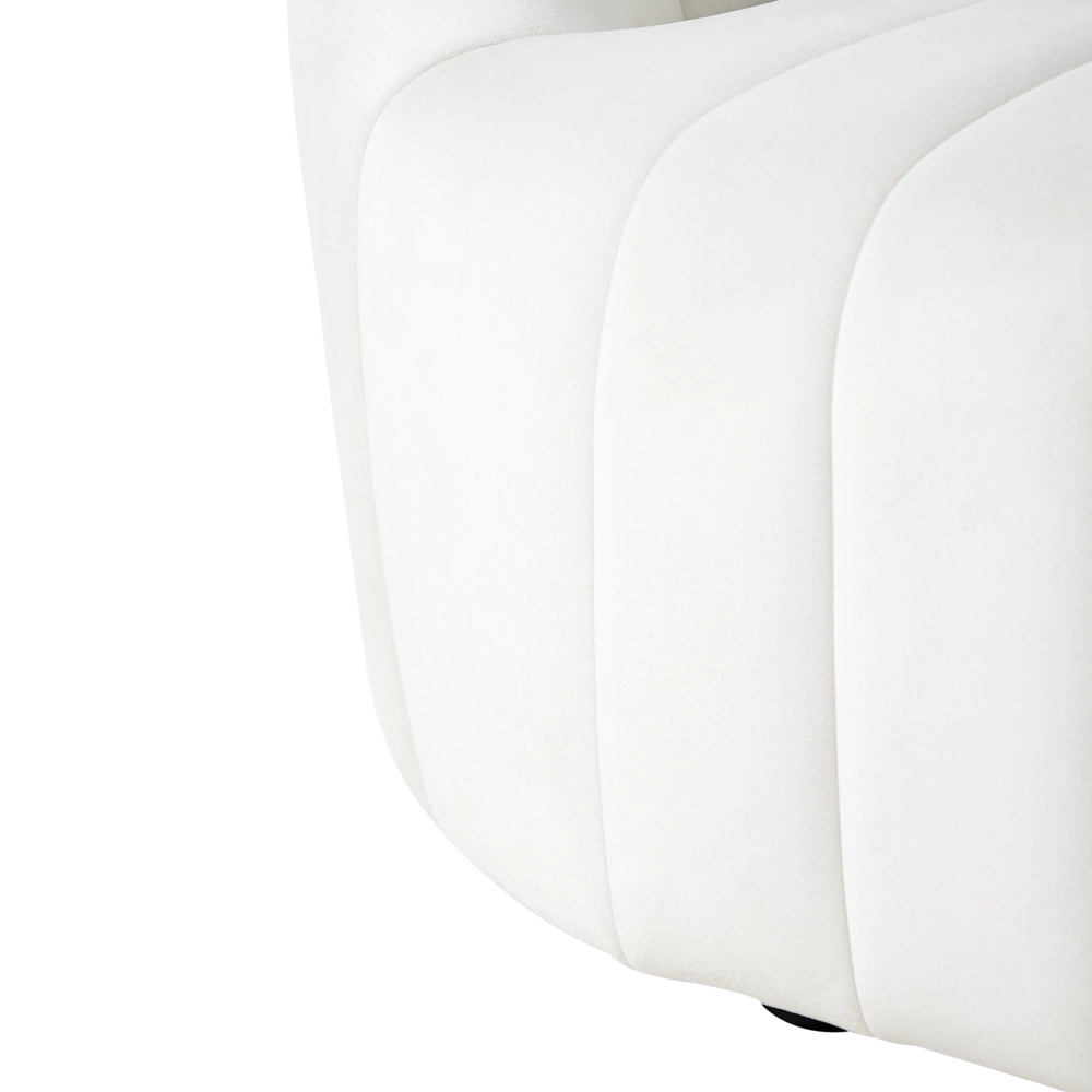 Poltrona in velluto bianco sporco in tessuto morbido Design contemporaneo e retrò Seduta imbottita e schienale basso
