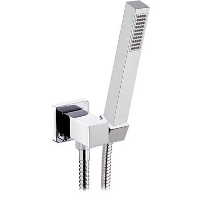 Presa acqua quadrata in ottone con doccetta Polar e flessibile cromo