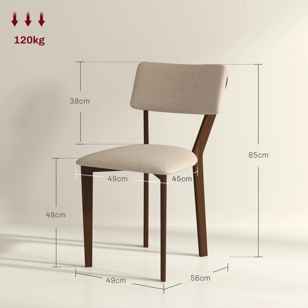 Sedia da pranzo ¨C Zephmum ¨C Legno Tissuto Beige 49x56x85 cm