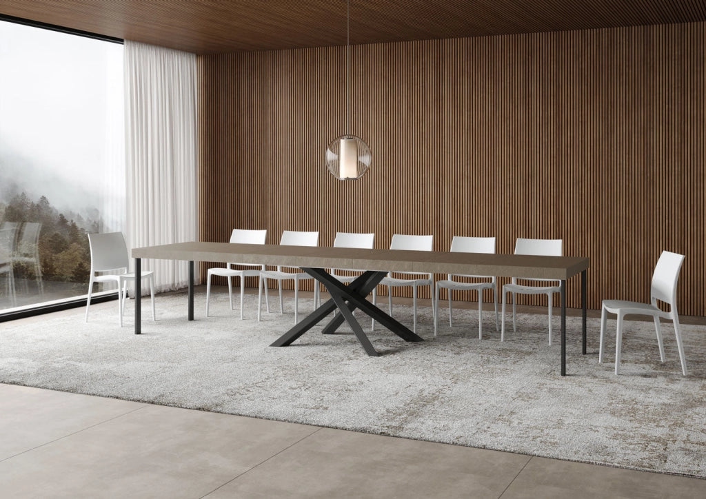 Tavolo Allungabile 120-380x90x77 cm Volantis Premium Tortora Telaio Antracite