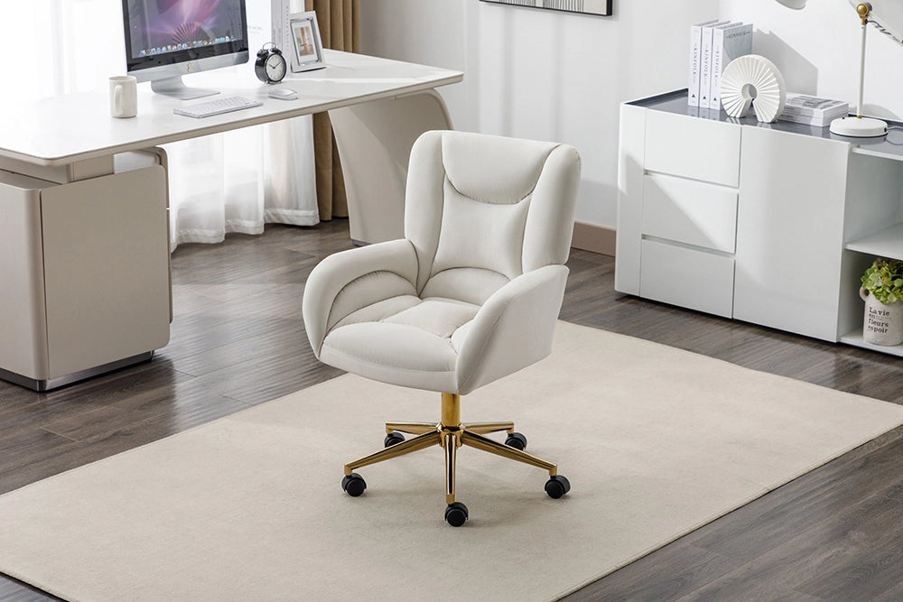 Sedia Ufficio - Xylo - 60??60??110 cm - Velluto Avorio Piedi Dorati