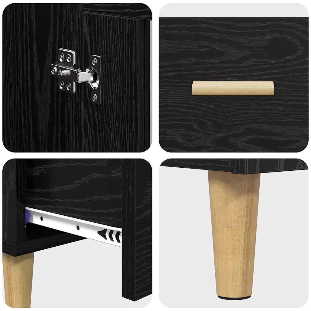 Credenza | Madia | Buffet da pranzo | Armadio da pranzo Rovere Nero 70 x 31 x 115 cm Legno multistrato