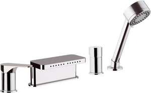 Miscelatore bordo vasca con deviatore, bocca multigetto e doccetta - serie class line