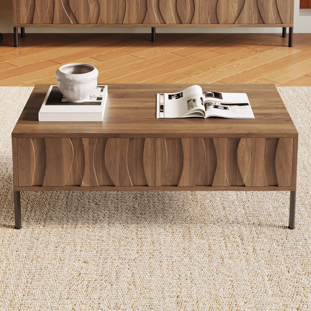 TAVOLINO da salotto 105x55x41 cm Naturale in MDF e pannello truciolare