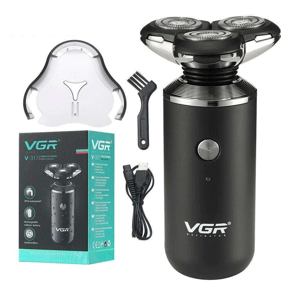 Trade Shop - Vgr V-317 Rasoio Professionale 3d Impermeabile Rotary Shaver Barber Cordless -
