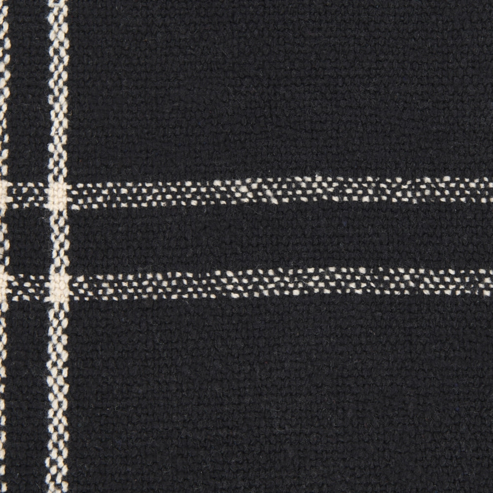 Coperta in cotone nero 130 x 170 cm Accessorio a scacchiera con frange decorative Fatto a mano