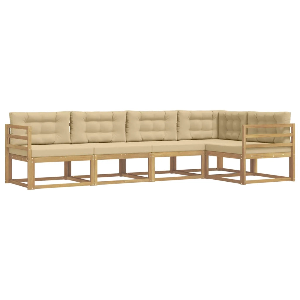 Set di divani da esterno 4 pz Bianco e Beige Poliestere 3386432