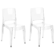Set di 2 sedie trasparenti schienale in materiale sintetico senza braccioli impilabili sala da pranzo moderna