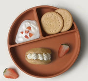 Bordo per bambini in silicone, tavolo per bambini con disegno, BPA libero, antiscivolo, tavolo per bambini in silicone con coperchio, microonde e acqua resistente, 1 confezione (silicone)