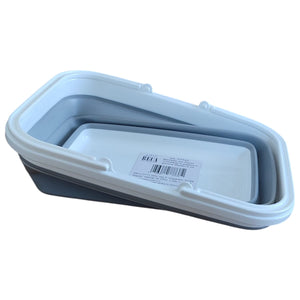 BACINELLA PIEGHEVOLE MULTIFUNZIONE 38x28x15cm GRIGIO E BIANCO CON MANIGLIE
