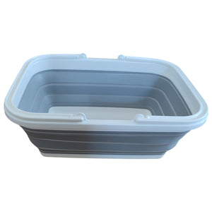 BACINELLA PIEGHEVOLE MULTIFUNZIONE 38x28x15cm GRIGIO E BIANCO CON MANIGLIE