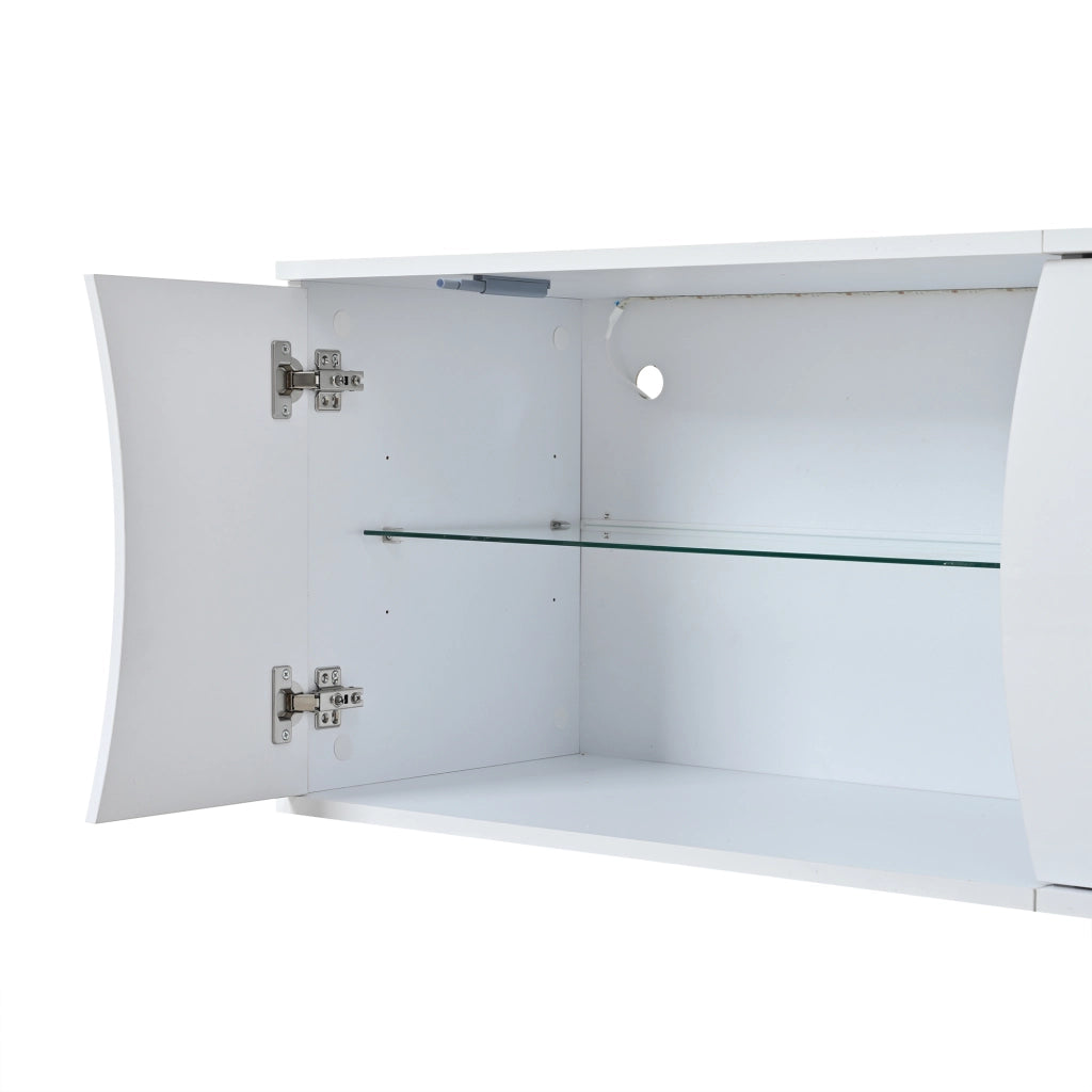 Mobile TV con 3 ante; ripiani e illuminazione LED - per soggiorno - 180 x 40 x 45 cm - bianco