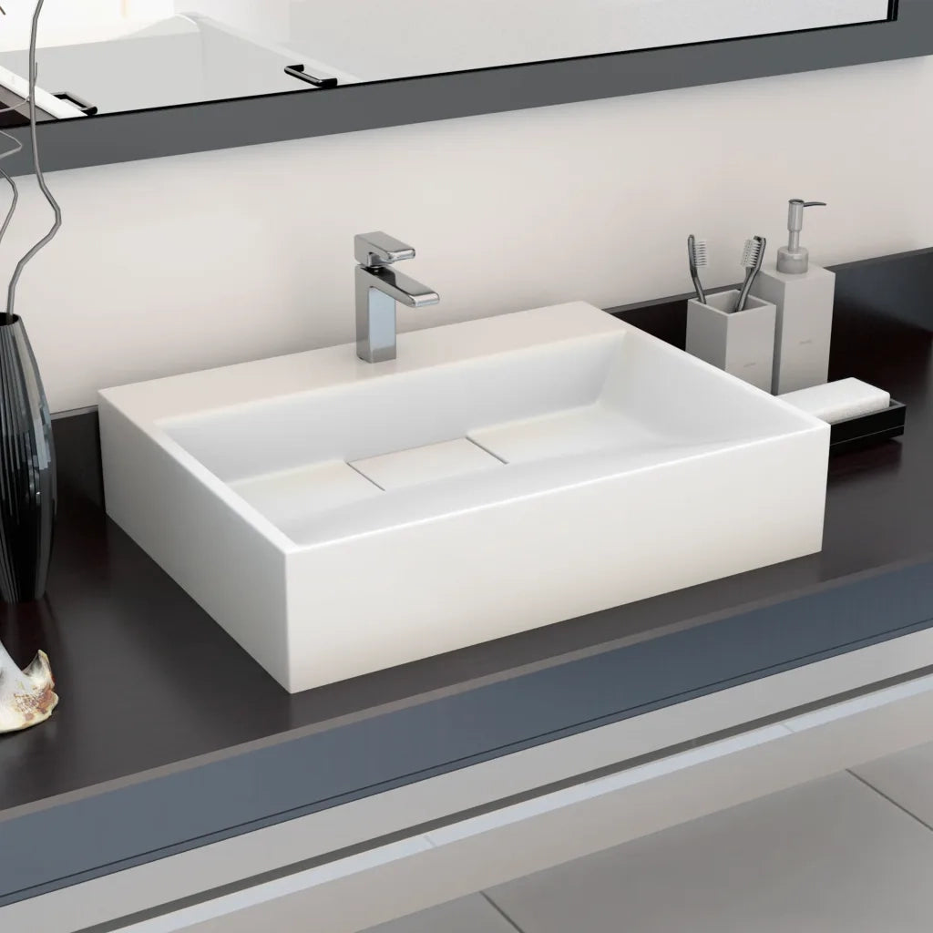 Lavandino 50x38x13 cm Blocco in Marmo/Minerale Bianco CFW5543509