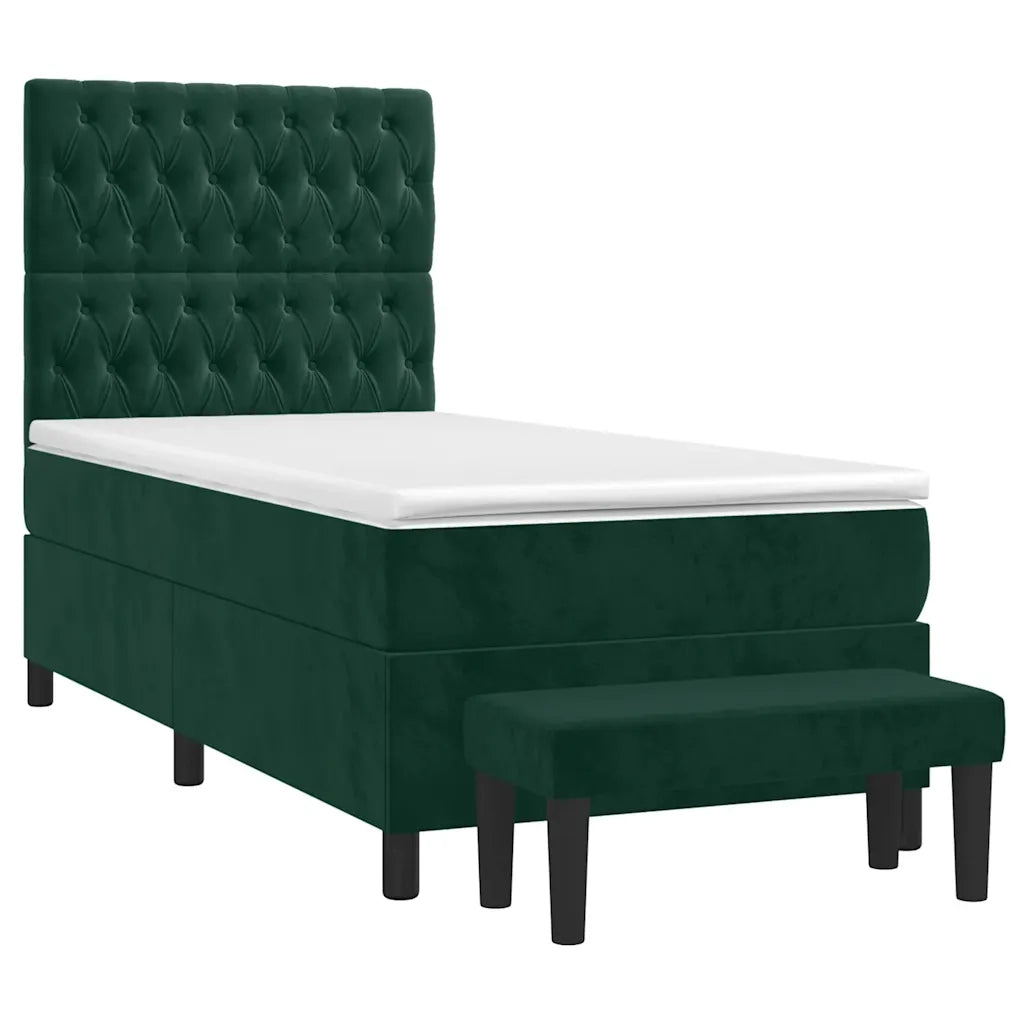 Giroletto a Molle con Materasso Verde Scuro 80x200 cm Velluto