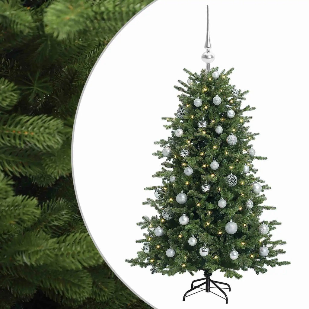 Albero di Natale artificiale con palline 120 cm 150 LED 3465981