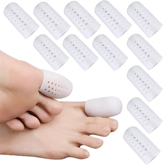 12 paia di cuscinetti per dita grandi con foro d'aria per prevenire i calli, cuscinetti per dita in silicone per un comfort perfetto riducono la frizione correggono la forma delle dita (bianchi)