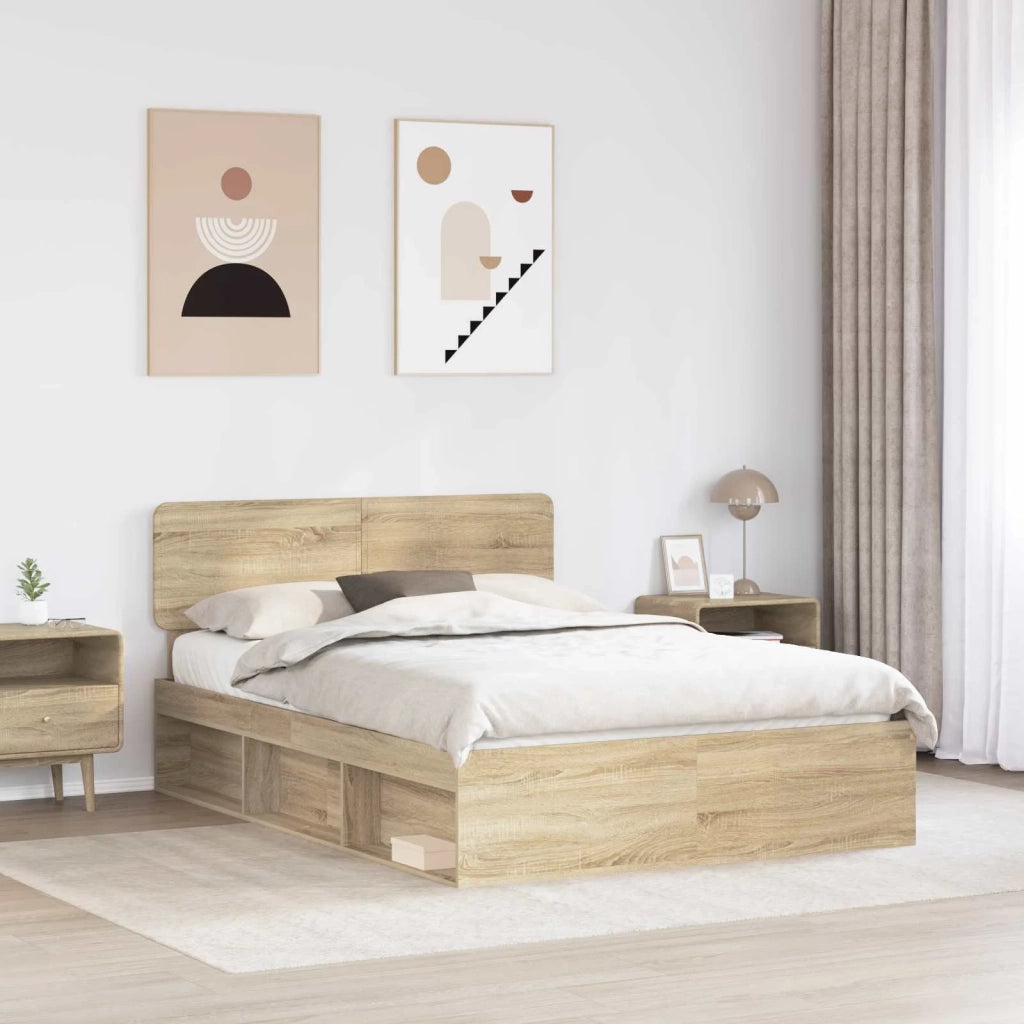 Struttura del letto Rovere Sonoma 150 x 200 cm Pino massello 3412062