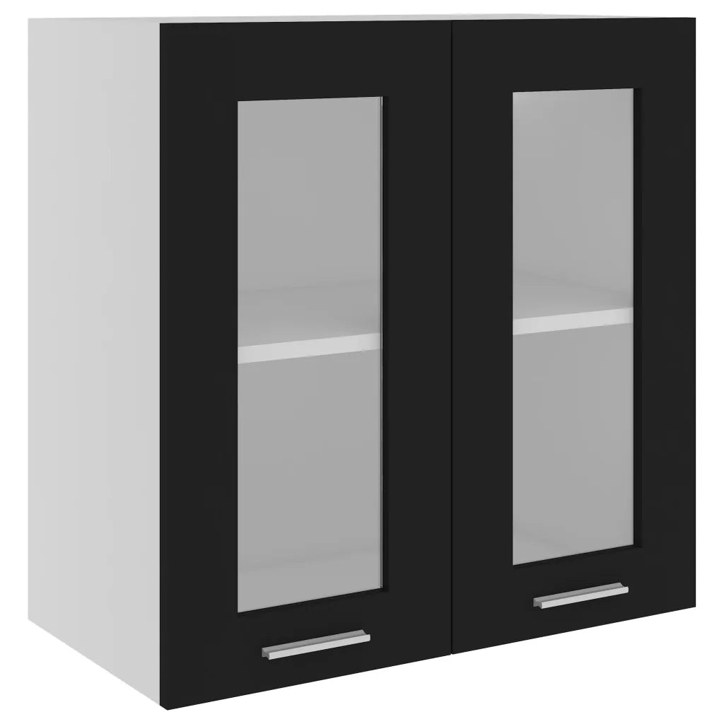 Mobile Pensile con Vetro “Lyon” Nero 60x31x60 cm 802522