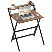 Scrivania Pieghevole con Scaffale ¨C Zephmum ¨C Legno Marrone 65.5x45 cm