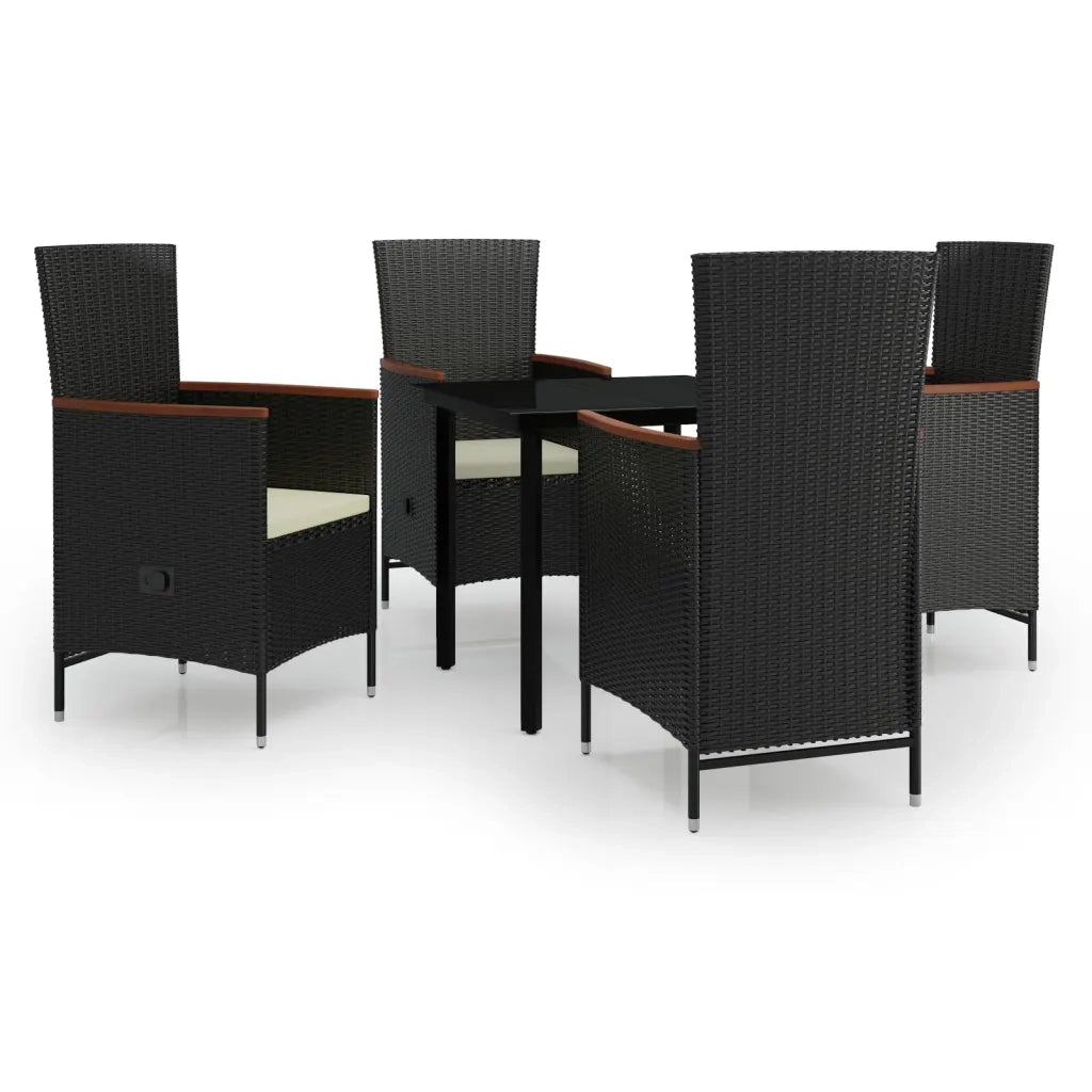 Set da Pranzo da Giardino 5 pz con Cuscini Nero cod mxl 38769