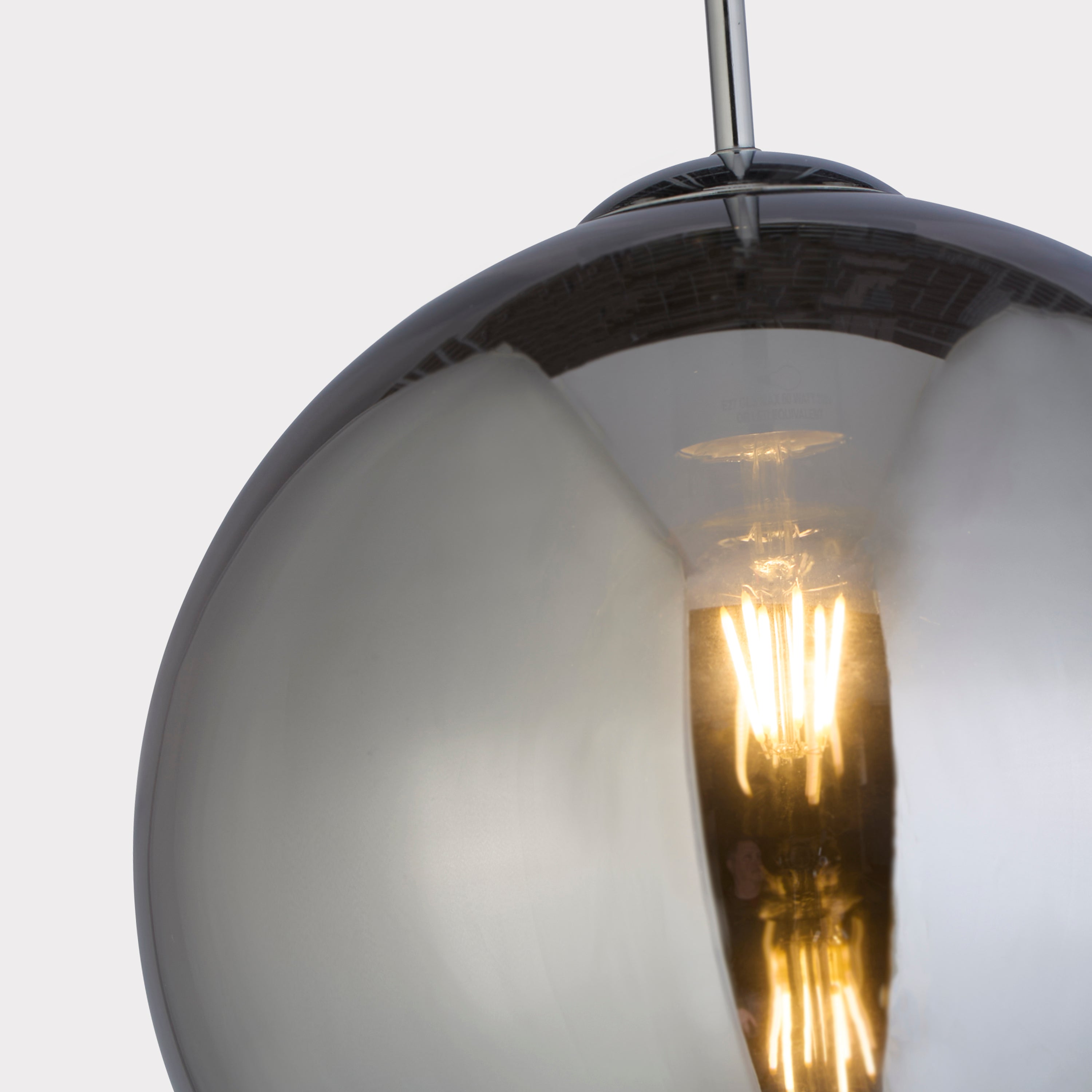 Sospensione Contemporanea Balls Acciaio Cromo Vetro Fumè 1 Luce E27 D30Cm