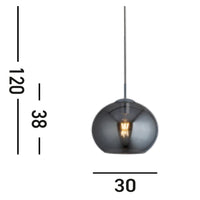Sospensione Contemporanea Balls Acciaio Cromo Vetro Fumè 1 Luce E27 D30Cm