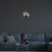 Sospensione Contemporanea Balls Acciaio Cromo Vetro Fumè 1 Luce E27 D30Cm