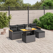 Set Divano da Giardino 6 pz con Cuscini Nero in Polyrattancod mxl 88733