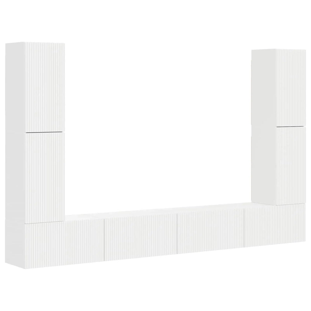 Set mobile TV 8 pcs Bianco Legno multistrato