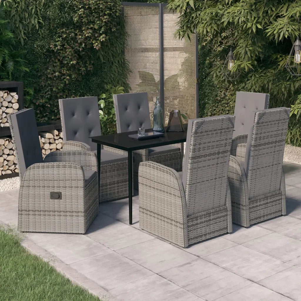 Set Mobili da Pranzo da Giardino con Cuscini 7 pz Grigio cod mxl 38754