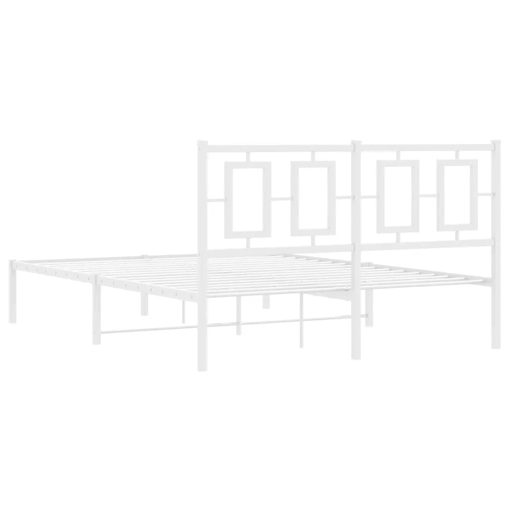 Giroletto con Testiera-Struttura Letto con testiera Metallo Bianco 135x190 cm 868178