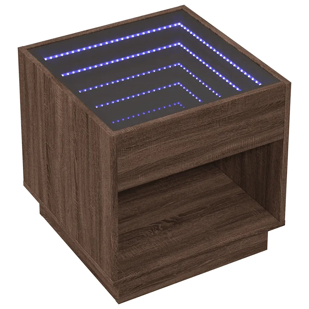 Tavolino da Salotto con LED Infinity Rovere Marrone 50x50x50 cm 847657