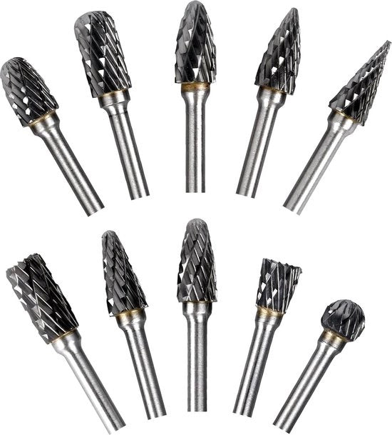 10 pezzi di carburo di tungsteno con 1/8" testa per lavorazione del legno - taglio, levigatura, grava e foratura