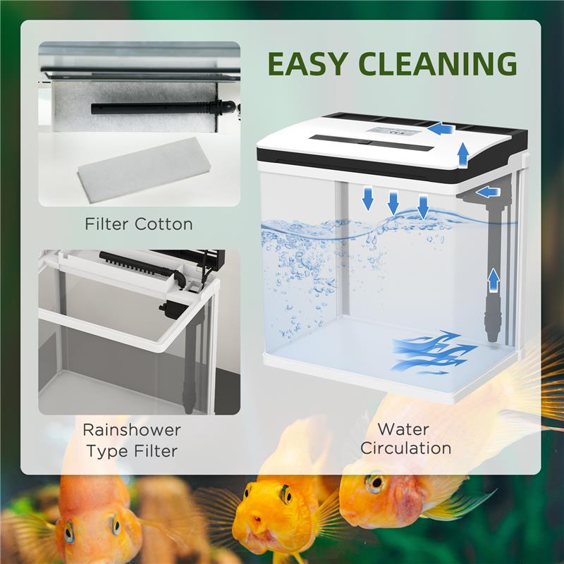 ACQUARIO DA 13L A ILLUMINAZIONE LED CON FORI DI VENTILAZIONE, IN VETRO HD E ABS, 29L X 20P X 30.5A CM