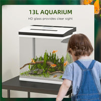ACQUARIO DA 13L A ILLUMINAZIONE LED CON FORI DI VENTILAZIONE, IN VETRO HD E ABS, 29L X 20P X 30.5A CM