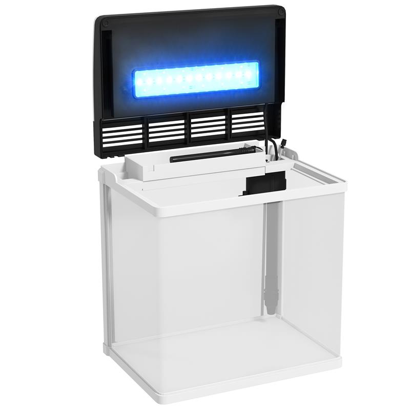 ACQUARIO DA 13L A ILLUMINAZIONE LED CON FORI DI VENTILAZIONE, IN VETRO HD E ABS, 29L X 20P X 30.5A CM