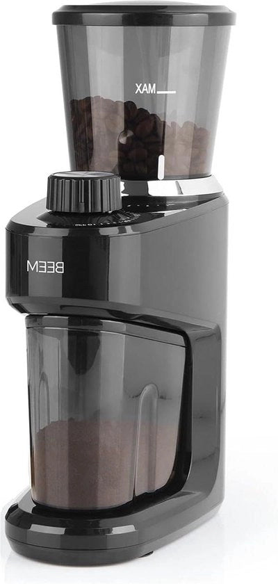 Molitore elettrico per caffè 160 g con cilindro in acciaio inossidabile 15 livelli di grana regolabili contenitore di lenticchie rimovibile potenza 150 watt nero
