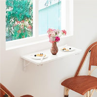 Tavolo Pieghevole a Muro Salvaspazio Multiuso in MDF Bianco 80x60cm