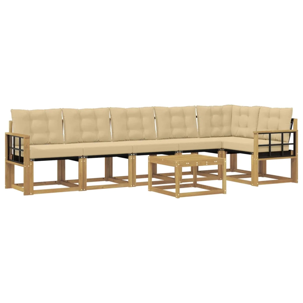 Set di divani da esterno con cuscino 7 pcs Bianco e Beige 3389555