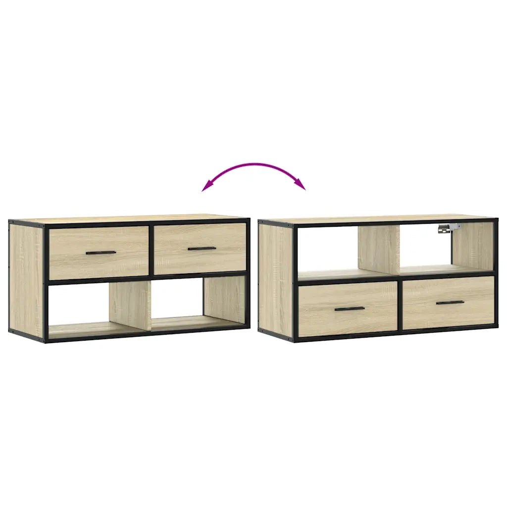 Mobile TV Rovere Sonoma 80x31x39,5 cm Legno Multistrato Metallo 848920