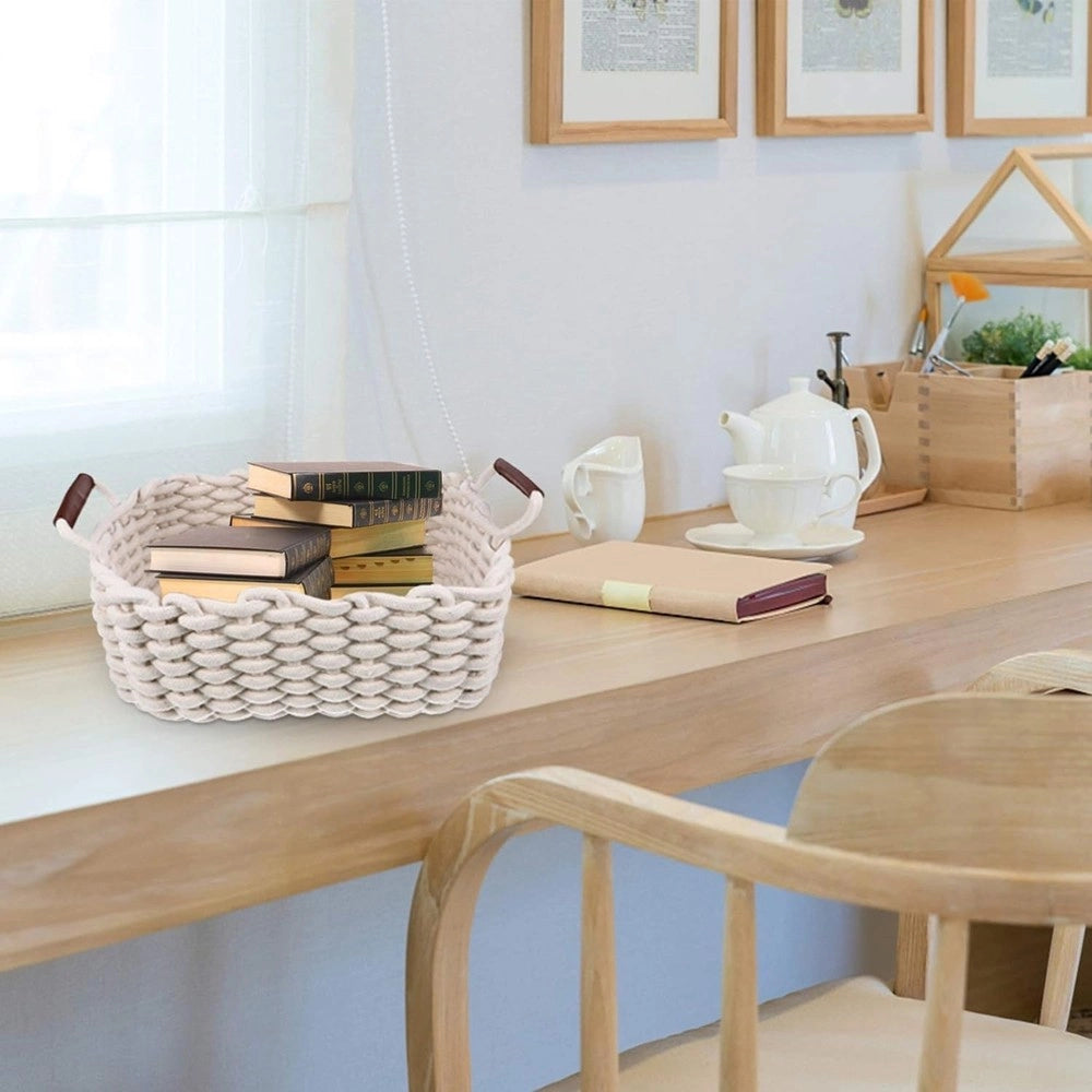Trade Shop - Set 3 Cestini Intrecciati In Corda Cesto Portaoggetti Organizza Decora Casa 10634 -
