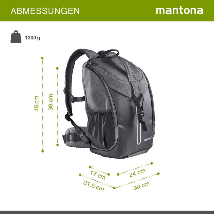 Mantona Tallinn Zaino fotografico per fotocamera SLR DSLR, obiettivi e accessori, con supporto per treppiede e copertura antipioggia, scomparti regolabili