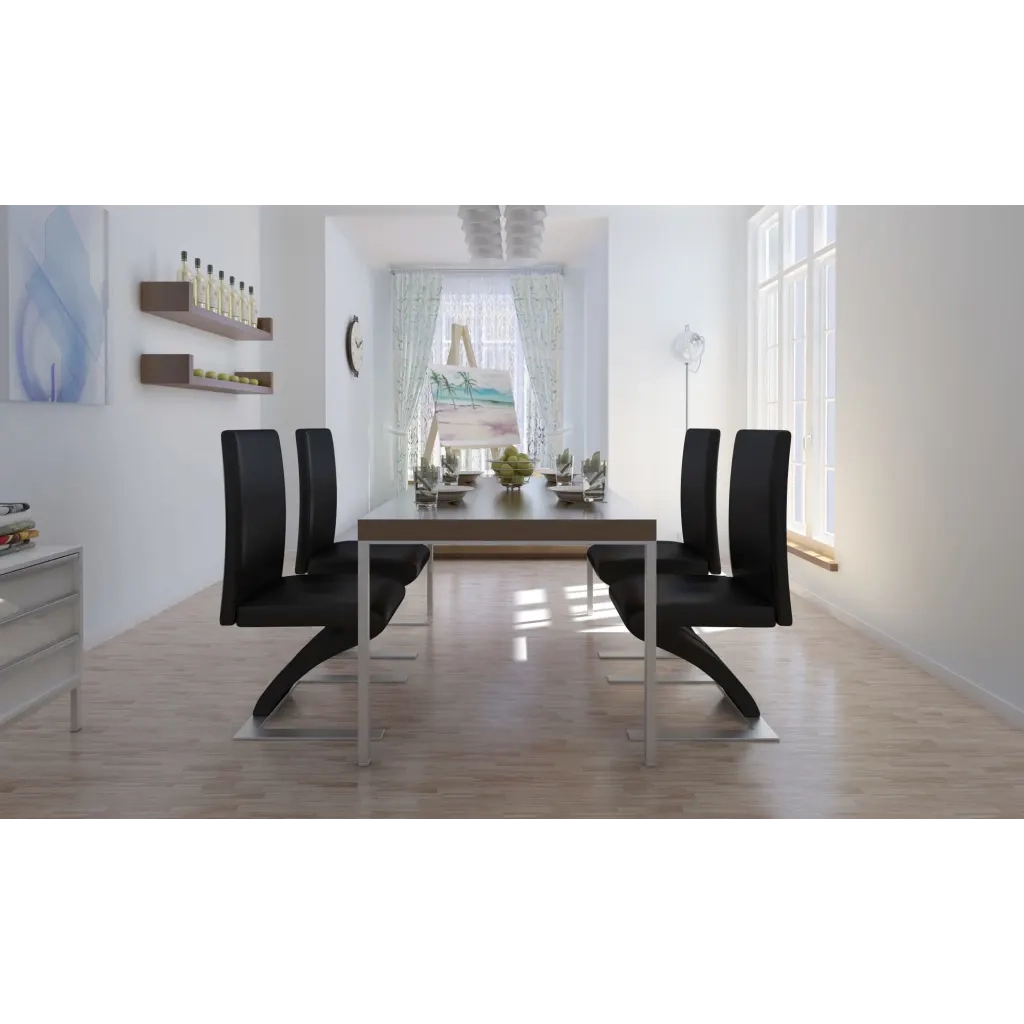 Sedie da Pranzo 4 pz Nere in Similpelle cod mxl 23526