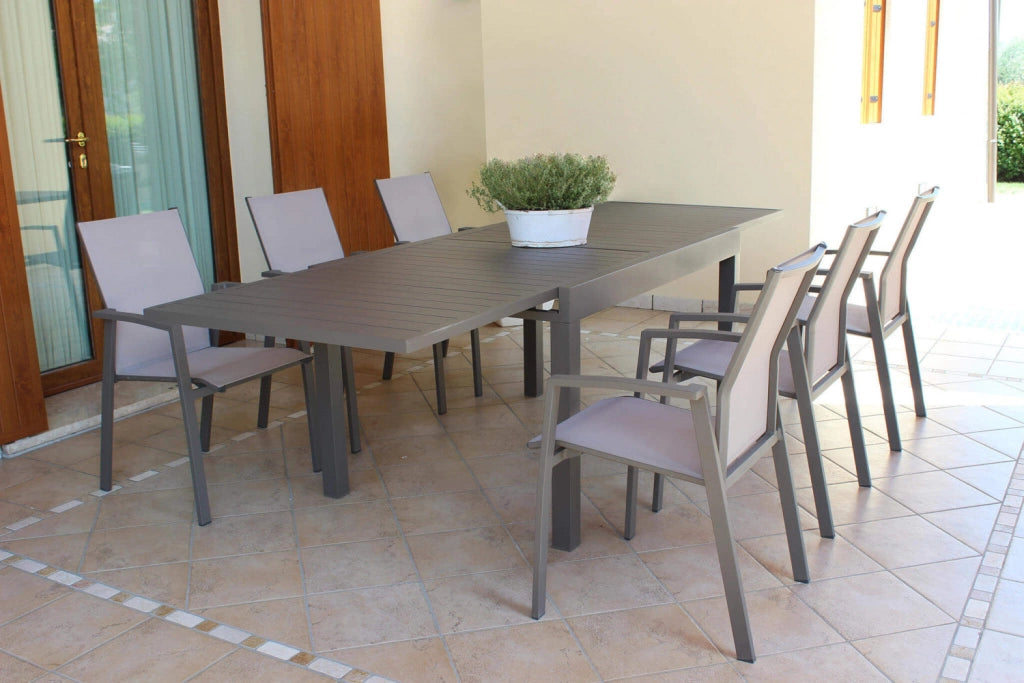 Tavolo Allungabile Hawaii 135/270x90x75 h cm in Alluminio Taupe