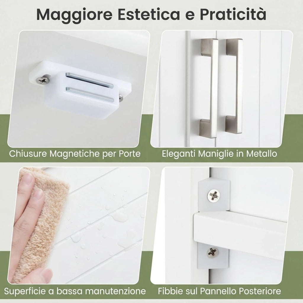 Mobile da Bagno Sopra WC 169 cm, Scaffale Salvaspazio con Doppie Ante e Ripiano Regolabile, Mobiletto Moderno in Legno per Bagni Piccoli e Lavenderia, 62 x 23 x 169 cm