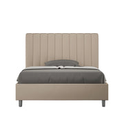 Letto imbottito Matrimoniale francese 140x190 cm Agueda - Similpelle,Tortora,Contenitore