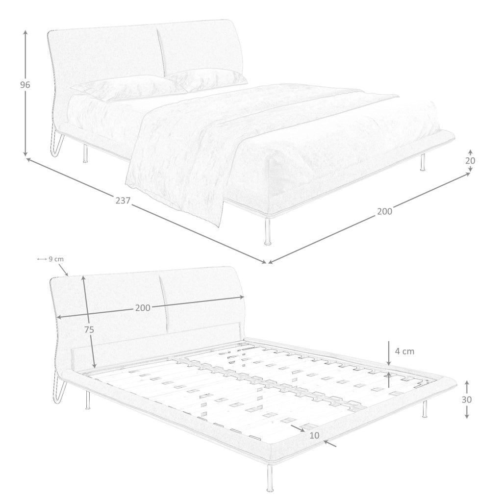 Letto in tessuto grigio scuro