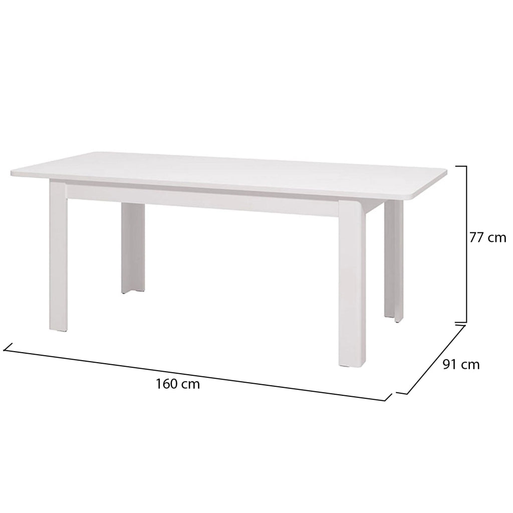 Colosimi, Tavolo Allungabile 8 Posti, 160x90.5x76.5h cm Bianco Lucido
