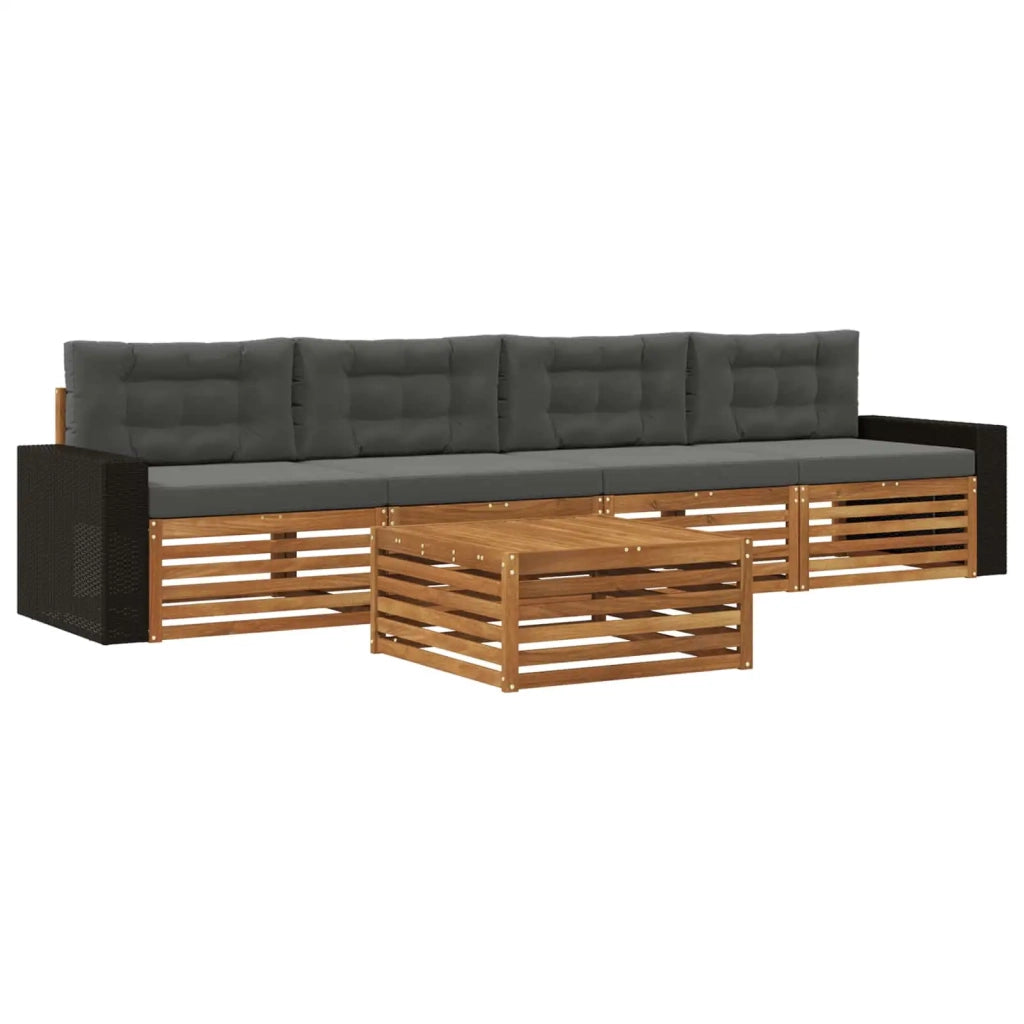 Set di divani da esterno 5 pz Naturale e Antracite 3383005