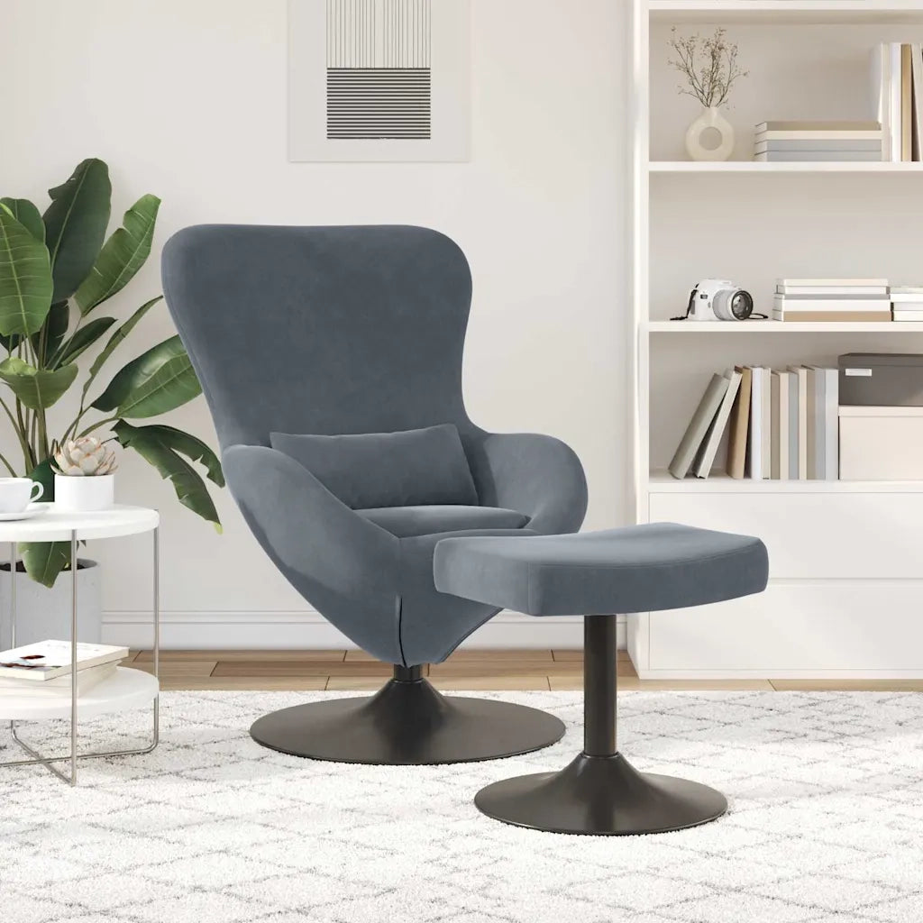 Sedia Egg con Pouf Grigio scuro Velluto 42002745